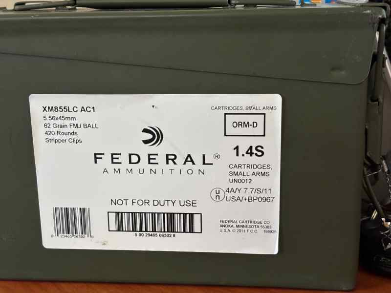 Federal XM855LCAC1 223 62gr Green Tip Steel Core  