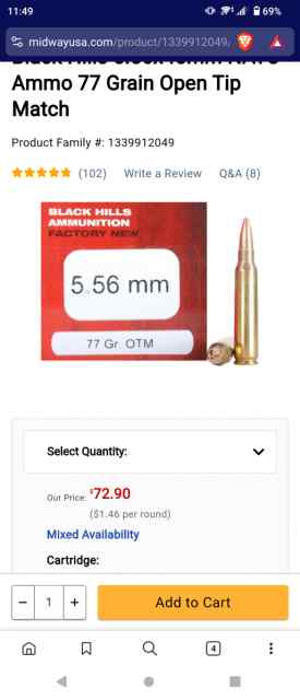 Black hills 5.56 ammo, Federal Gold Medal Match 