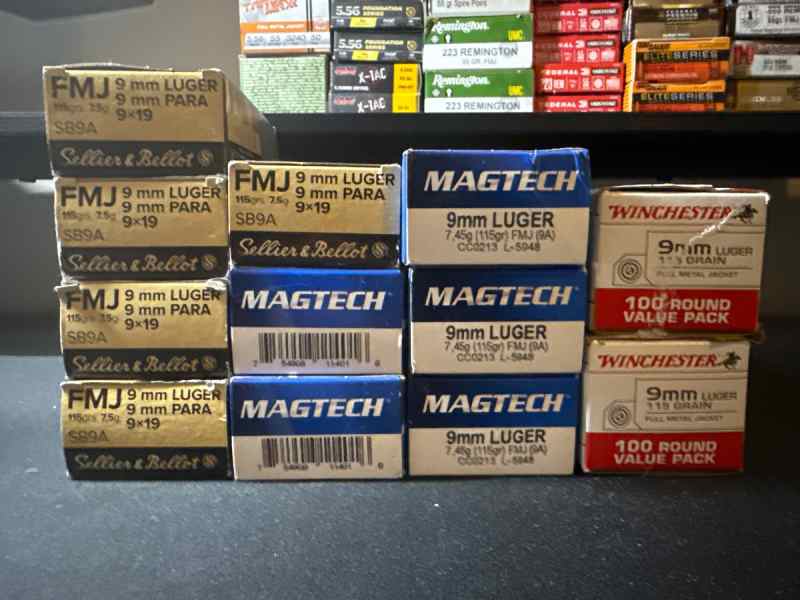 Various rounds of 9mm 