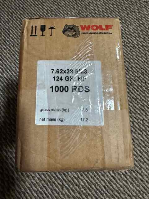 1000rds Wolf 7.62x39 8M3 HP Sealed Case