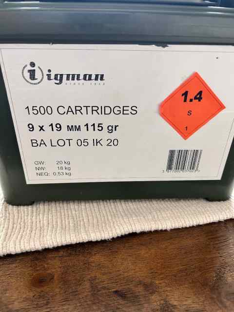 Igman 1500 rounds 9mm 115grain