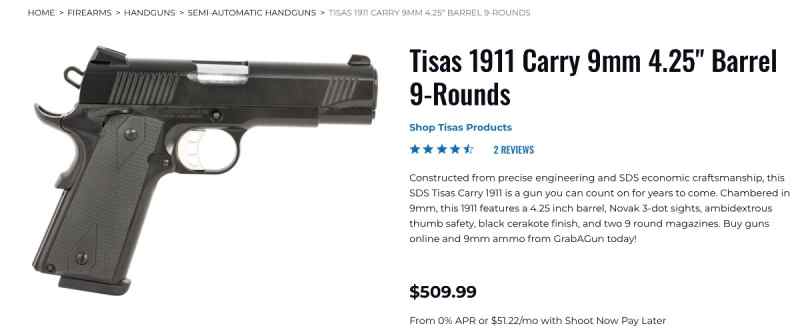 WTB:  Tisas 1911 Carry 