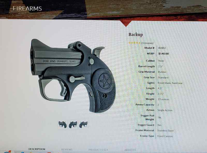 BOND ARMS (HAND CANNON!) .45 ACP BRAND NEW